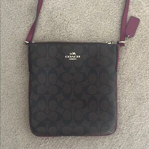 Coach Signature Brown and Purple Crossbody Bag
